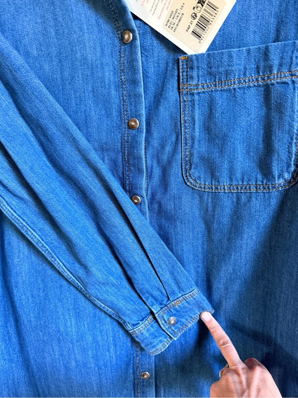 NWT Sezane “Sadie” Long Sleeve Denim Dress is Deep Blue, Size 4 - Picture 5 of 7